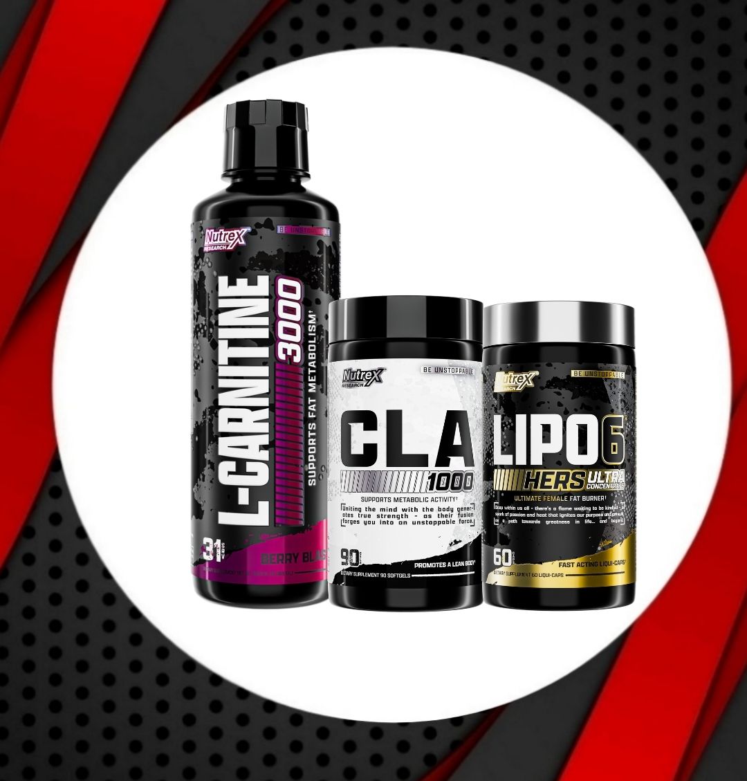 Combo - Nutrex L-CARNITINE 3,000 + Nutrex CLA 1,000 + LIPO 6 BLACK HER&#39;S