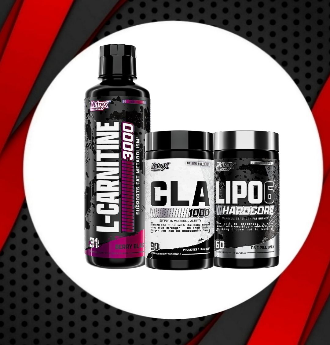 Combo - Nutrex L-CARNITINE 3,000 + Nutrex CLA 1,000 + LIPO 6 BLACK HARDCORE
