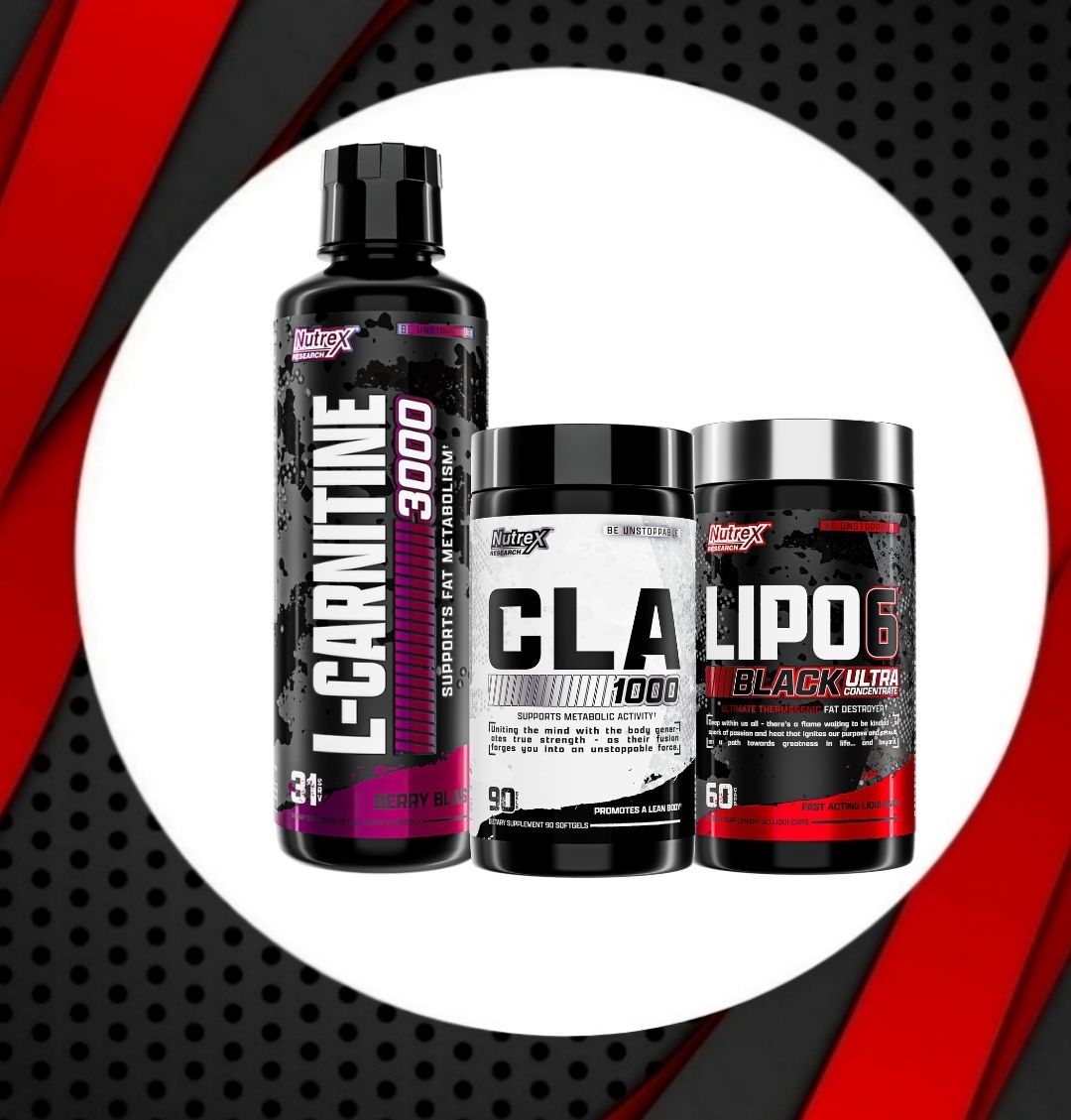 Combo - Nutrex L-CARNITINE 3,000 + Nutrex CLA 1,000 + LIPO 6 BLACK ULTRA