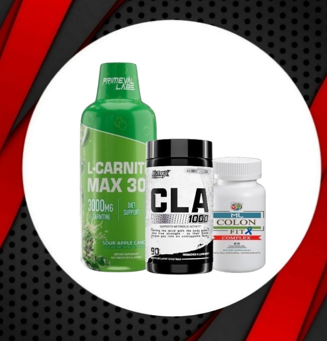 Combo - PLabs L-CARNITINE 3,000 + NUTREX CLA 2,000 + COLON FIT