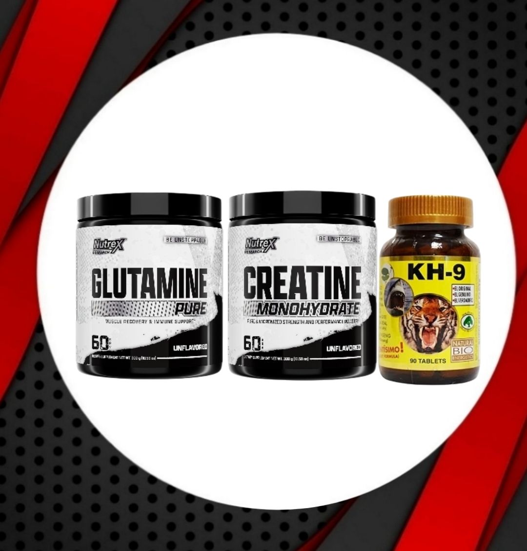 Combo - Nutrex GLUTAMINE + Nutrex CREATINE + KH-9 MULTIVITAMIN