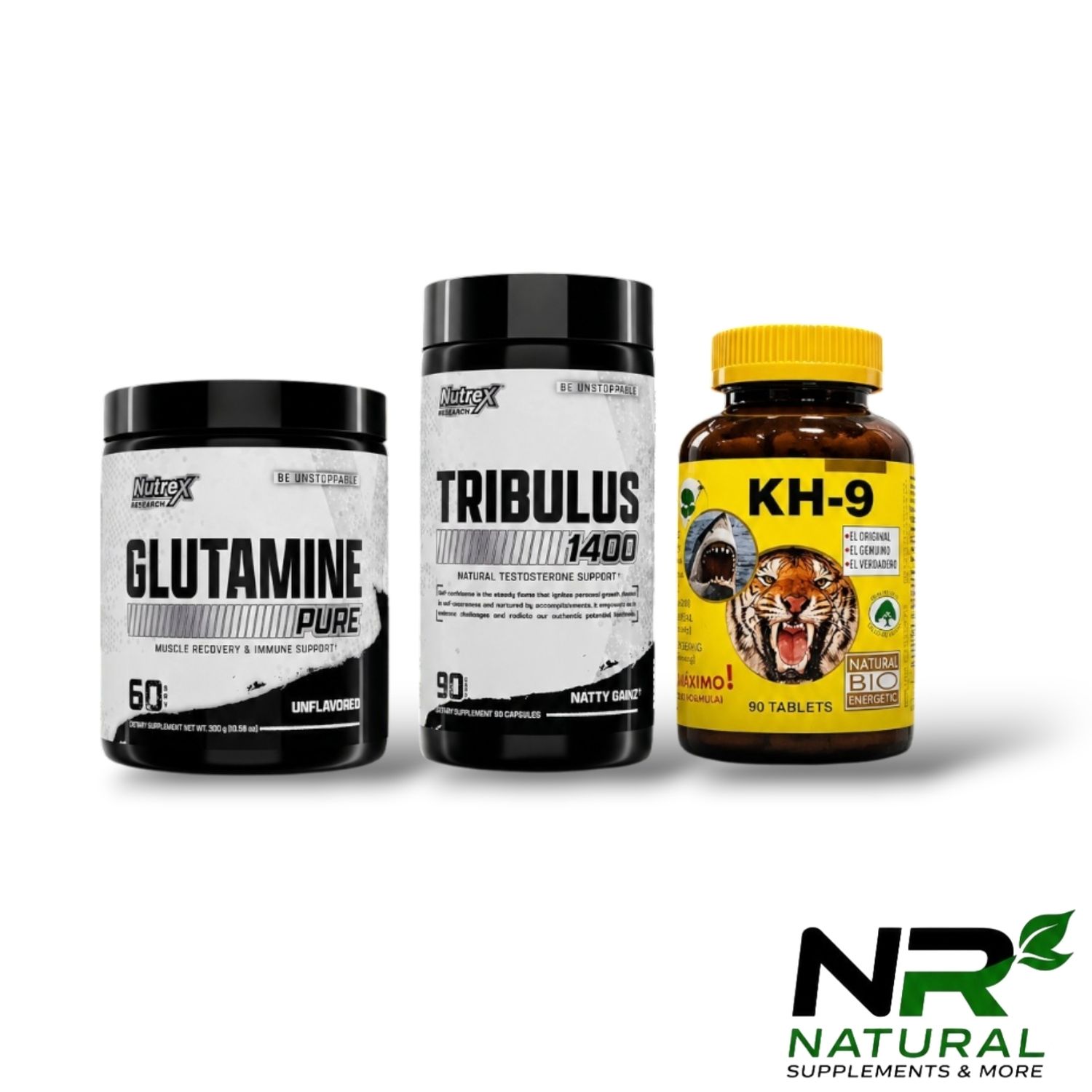 Combo - Nutrex GLUTAMINE + TRIBULUS 1400 + KH-9 MULTIVITAMIN