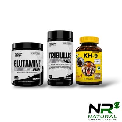 Combo - Nutrex GLUTAMINE + TRIBULUS 1400 + KH-9 MULTIVITAMIN