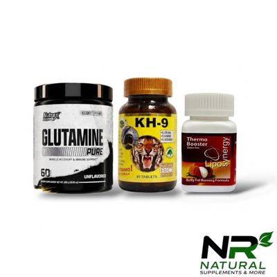 Combo - Nutrex GLUTAMINE + KH-9 MULTIVITAMIN + LIPOSYNERGY