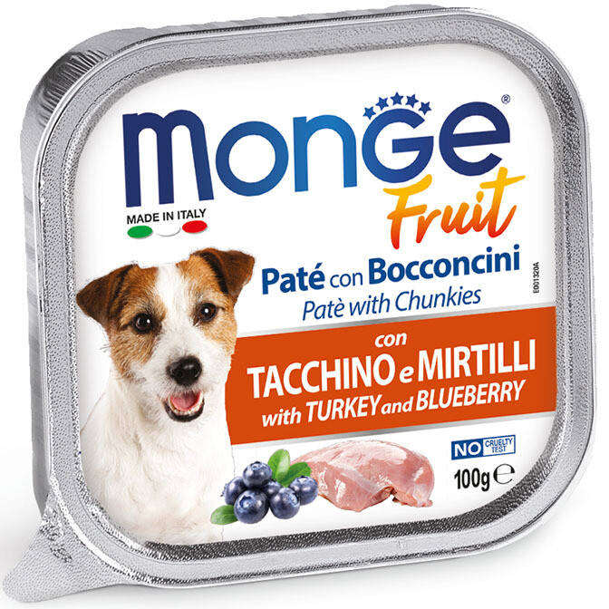 Patè con Bocconcini Tacchino e Mirtilli 100gr Monge