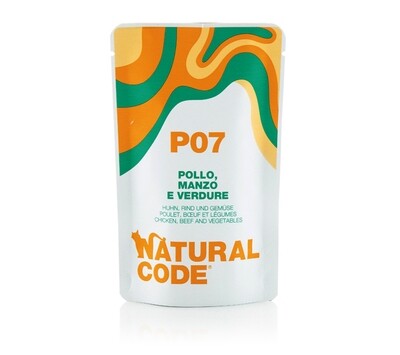 P07 Pollo Manzo Verdure busta 70gr gatto Natural Code