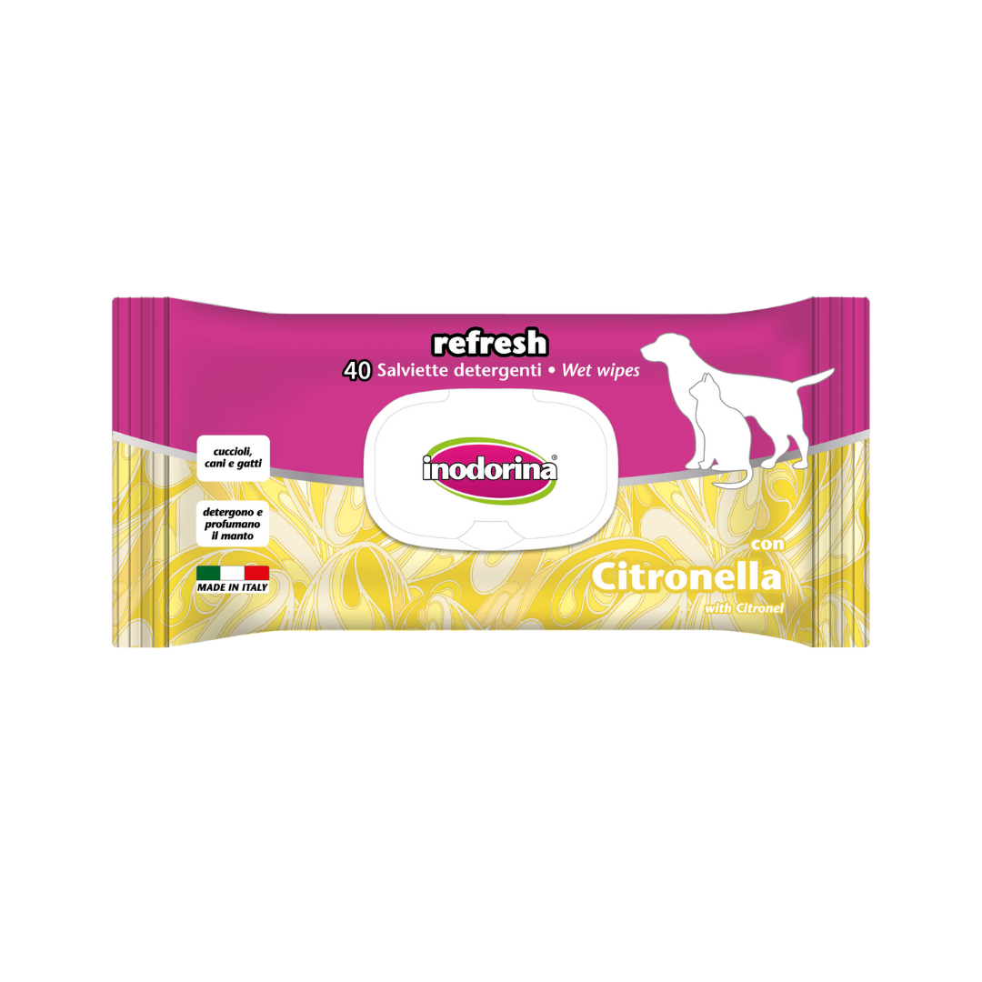 Citronella Inodorina Refresh 40 salviette cane gatto