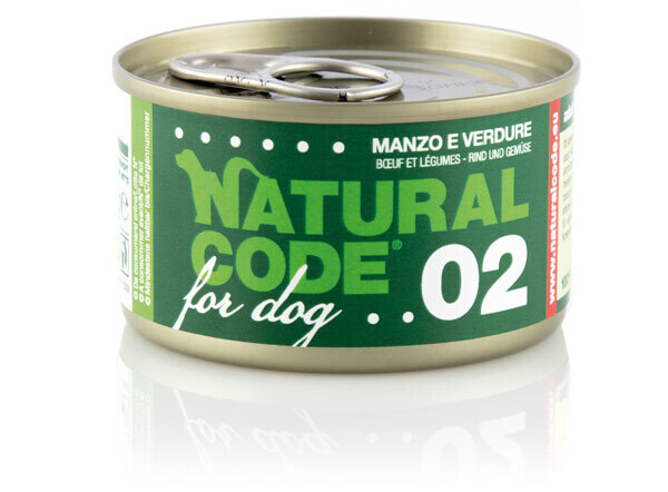 02 Manzo e verdure lattina 90g Natural Code DOG