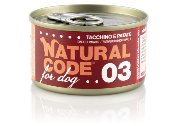 03 Tacchino e Patate lattina 90g Natural Code DOG