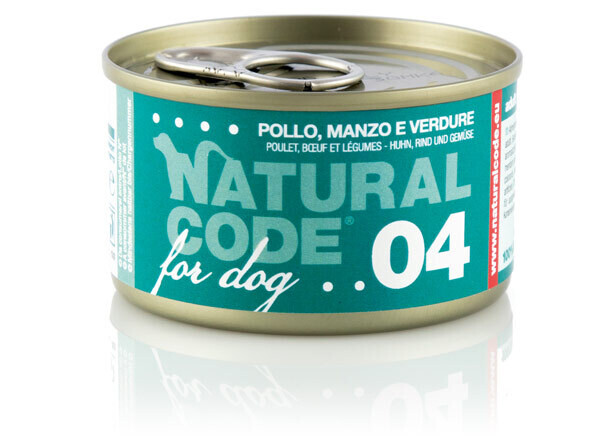 04 Pollo Manzo Verdure 90g Natural Code DOG