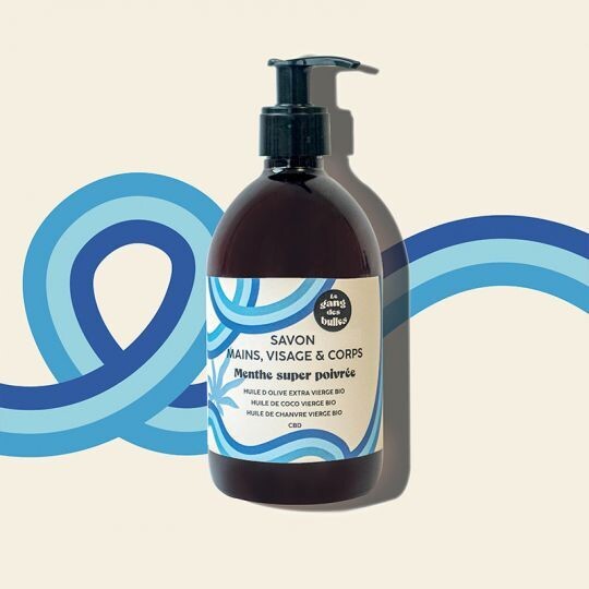 Savon visage, main et corps
menthe super poivré à l'huile d'olive bio extra vierge, à l'huile de coco bio, à l'huile de chanvre bio et au CBD.-
500 ml Savon visage, main et corps
menthe super poivré à l'huile d'olive bio extra vierge, à l'huile de coco bio, à l'huile de chanvre bio et au CBD.-
500 ml