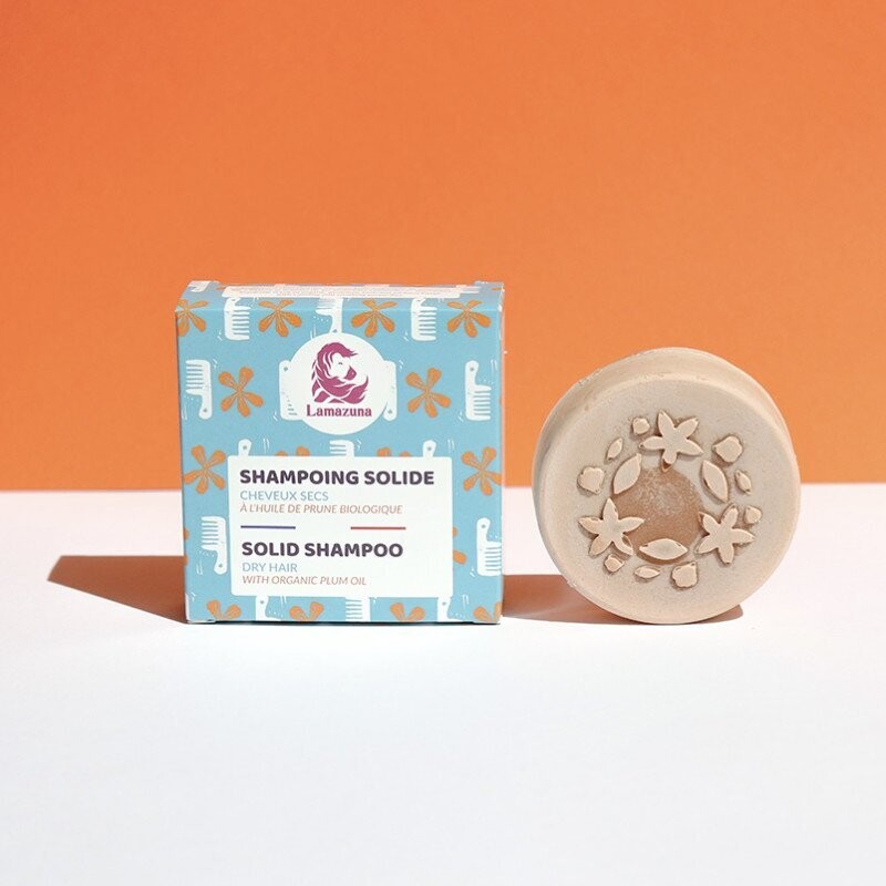 Shampoing solide pour cheveux secs - Huile de prune -  naturel et végane - sans sulfate - 70 g