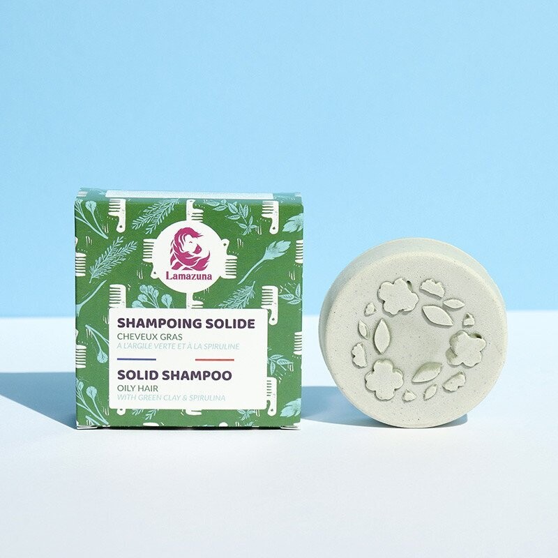 Shampoing solide cheveux gras - Spiruline et argile verte - naturel et végane - sans sulfate - 70 g
