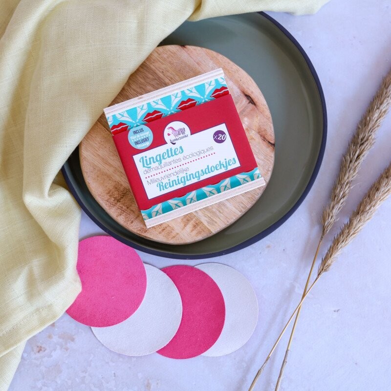 Coffret 20 lingettes démaquillantes lavables roses