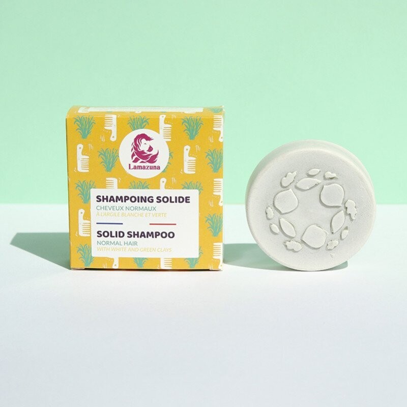 Shampoing solide pour cheveux normaux - Argile blanche et verte -  naturel et végane - sans sulfate - 70 g