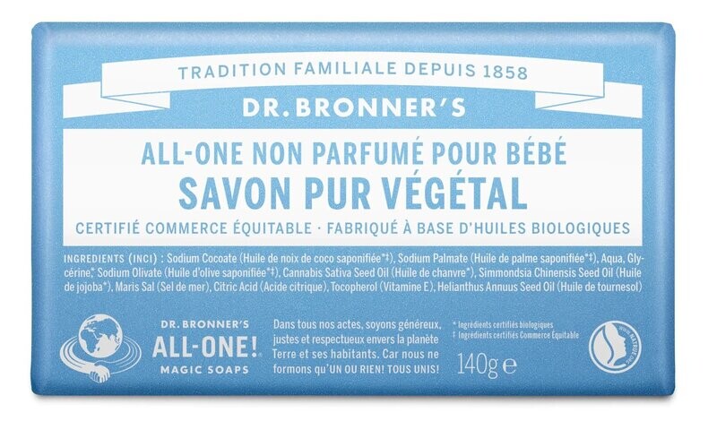 Pain de savon non parfumé pour bébé - 140 g