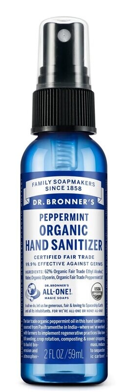 Spray nettoyant bio pour les mains menthe poivrée 60 ml