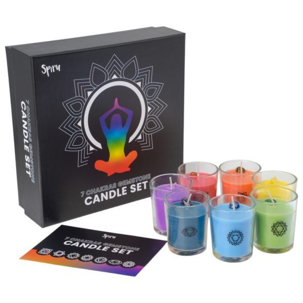 Coffret Cadeau De Luxe – Bougies Parfumées Pierres Précieuses 7 Chakras