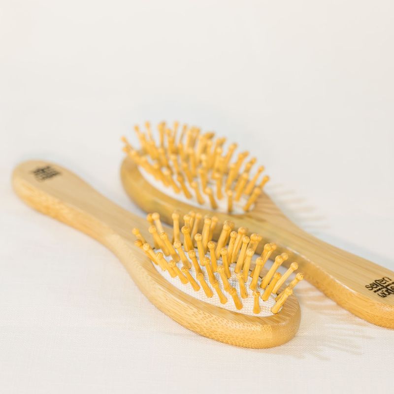 Haarbürste aus Bambus, klein vegan Reise-Haarbürste aus Bambus, kleine Haarbürste, oval