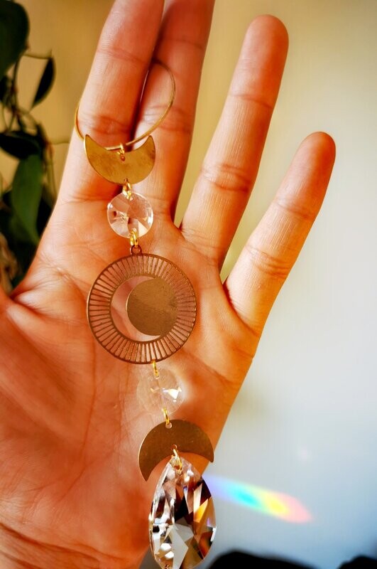 Suncatcher small Moon  - moderner Sonnenfänger mit Mond und Regenbogenkristallen