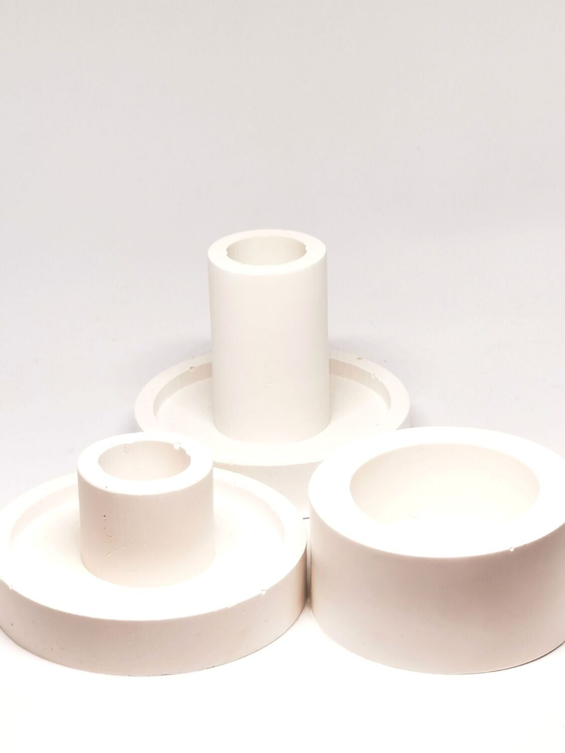 3er Set Kerzenhalter Teelicht-Kerzenhalter und Stabkerzenhalter in grau-grün  aus Keramik modern minimalistisch | Deko