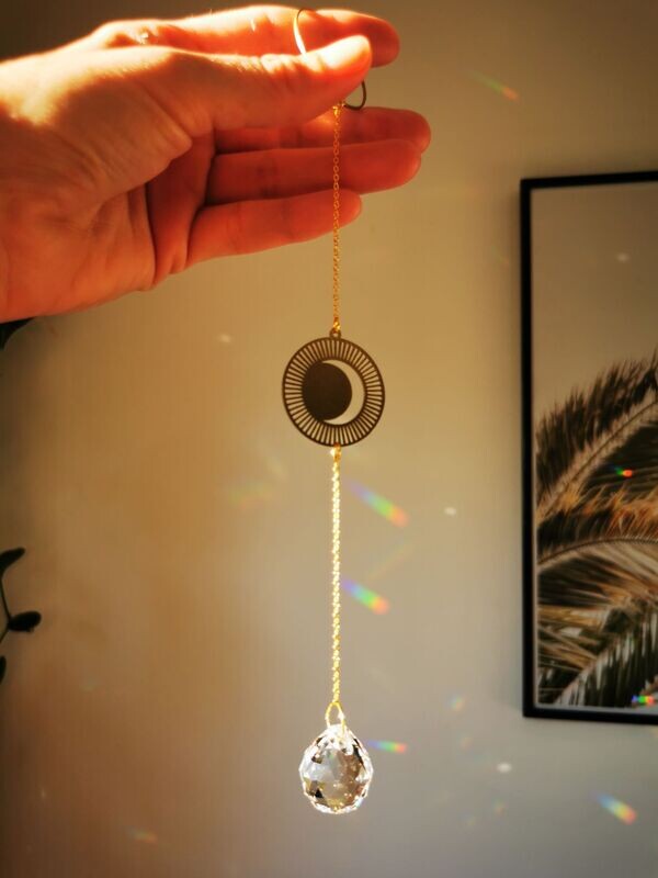 Suncatcher mini - Moon Kette Sonnenfänger mit Regenbogenkristallen