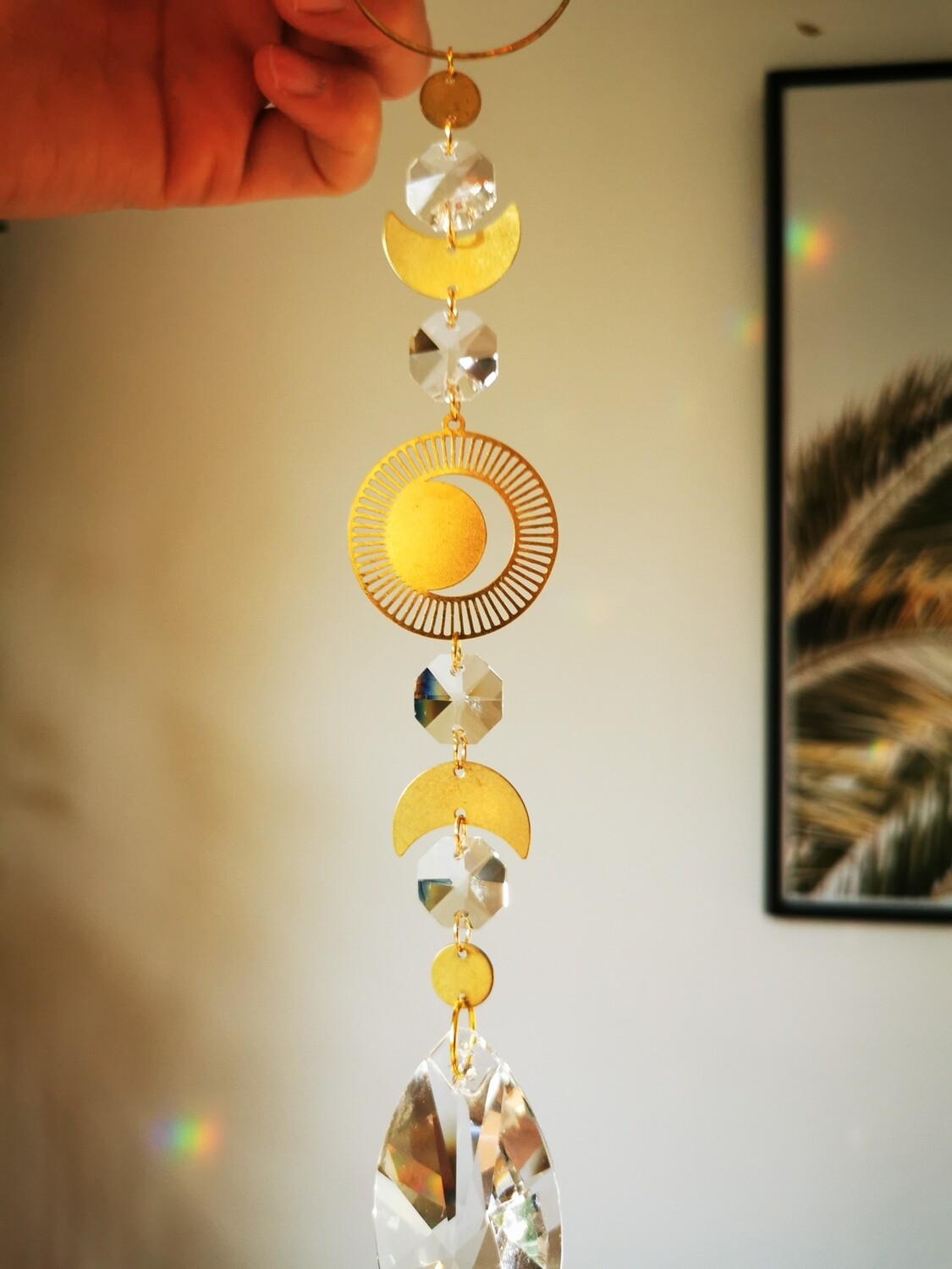 Suncatcher Large Moon - Großer Sonnenfänger mit Regenbogenkristallen