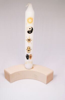 Stabkerze bedruckt minimalistisch bedruckt mit spirituellen Symbolen Inner Peace