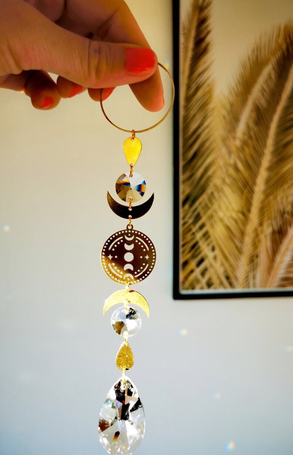 Suncatcher small Just Phases  - Sonnenfänger mit Mondphasen und Regenbogenkristallen z