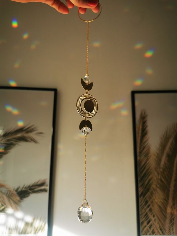 Suncatcher small - Moon  Sonnenfänger mit Regenbogenkristallen