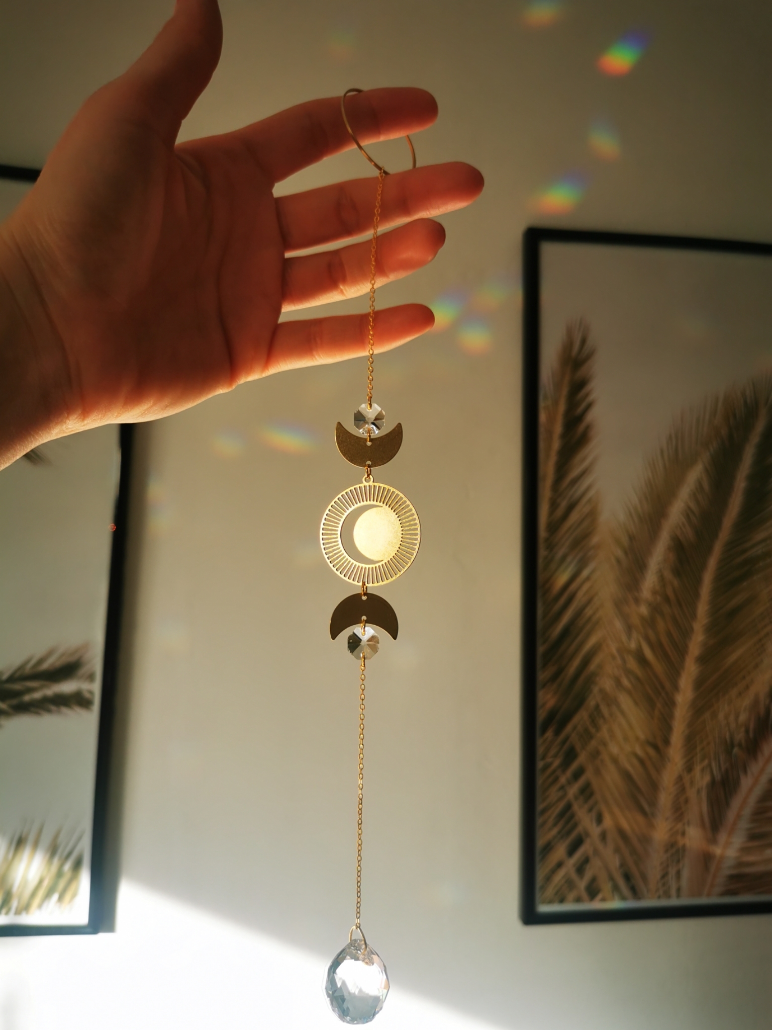 Suncatcher small - Moon  Sonnenfänger mit Regenbogenkristallen