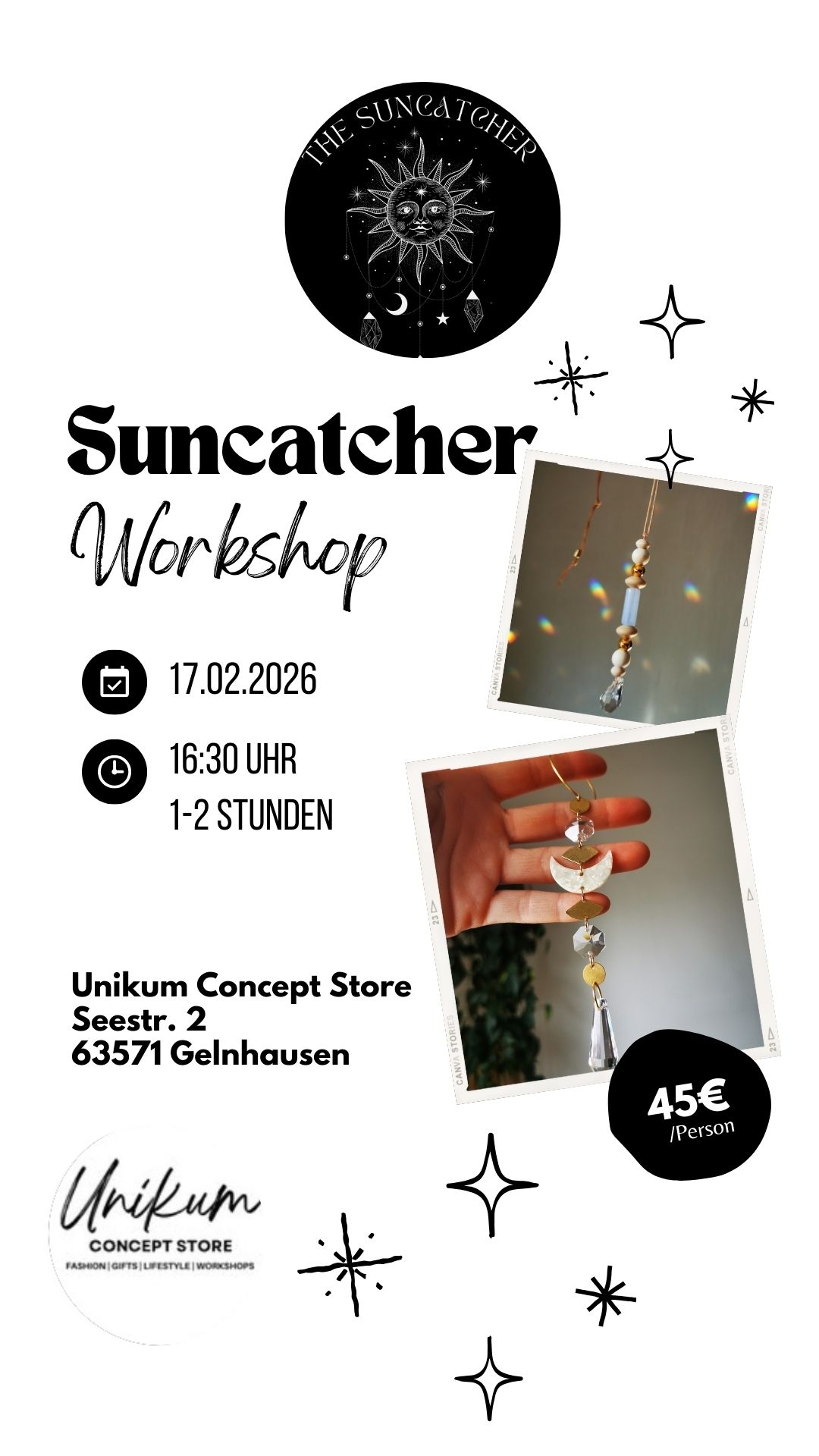 DIENSTAG 17.02.26 16:30 Uhr Suncatcher Workshop @Unikum Gelnhausen