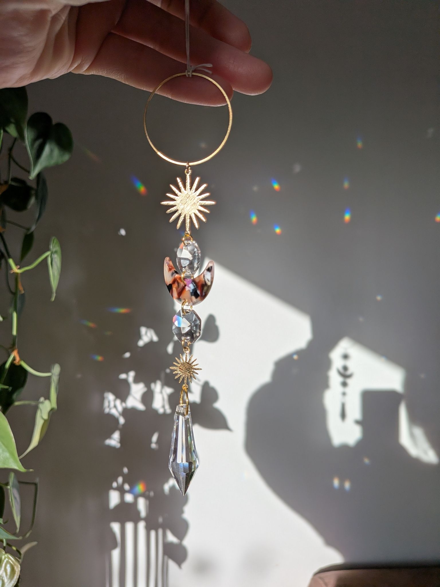 Suncatcher Small - Mystic Moon - mystischer Sonnenfänger mit Auge, Stern, Regenbogenkristallen