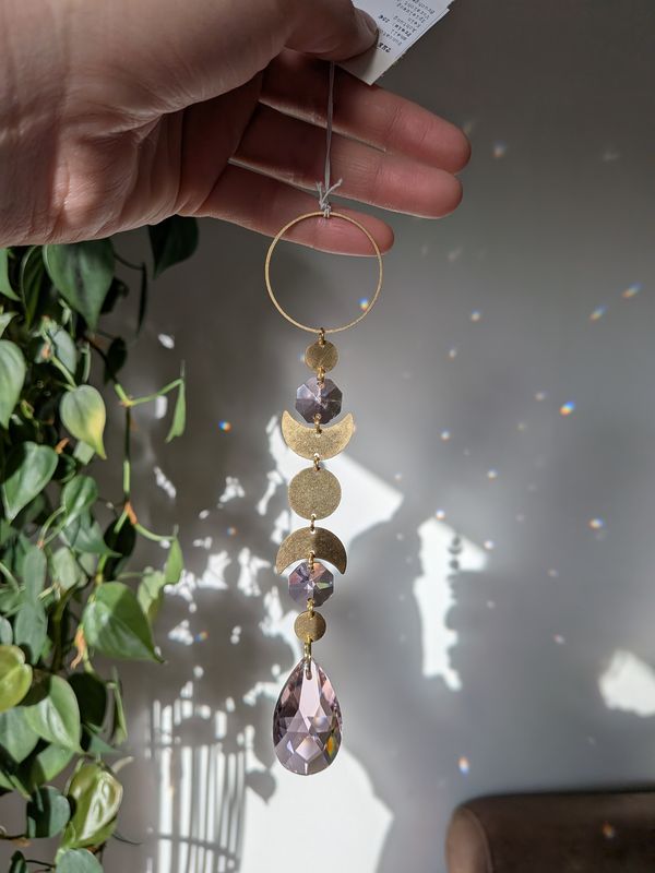 Suncatcher Small - Pink Moon  - Sonnenfänger mit rosa Regenbogenkristallen