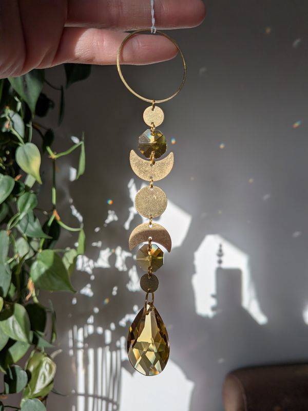 Suncatcher Small - Topaz Moon - Sonnenfänger mit gelben Regenbogenkristallen