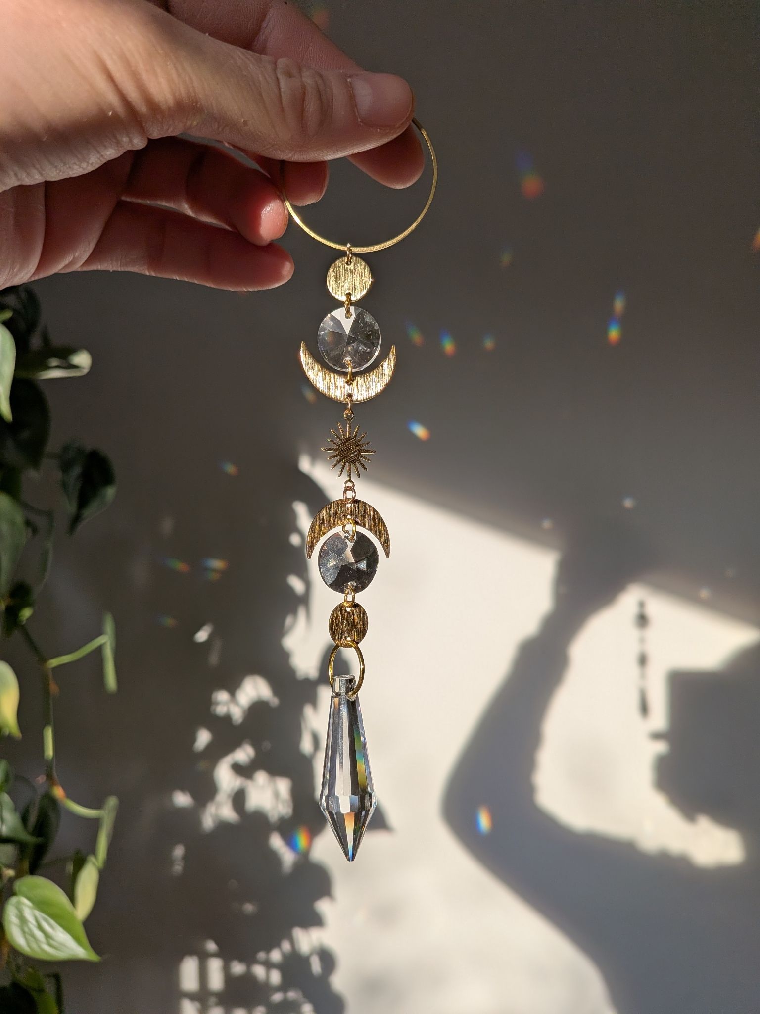 Suncatcher Small - Mystic Moon - mystischer Sonnenfänger mit Auge, Stern, Regenbogenkristallen