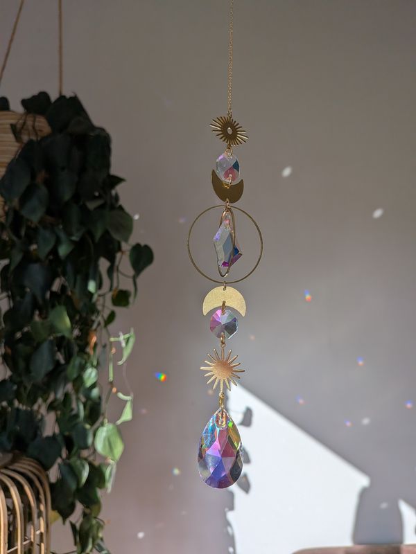 Suncatcher Small - Aurora Dream  - mystischer Sonnenfänger mit Aurora Borealis Regenbogenkristallen, Iristierender Effekt