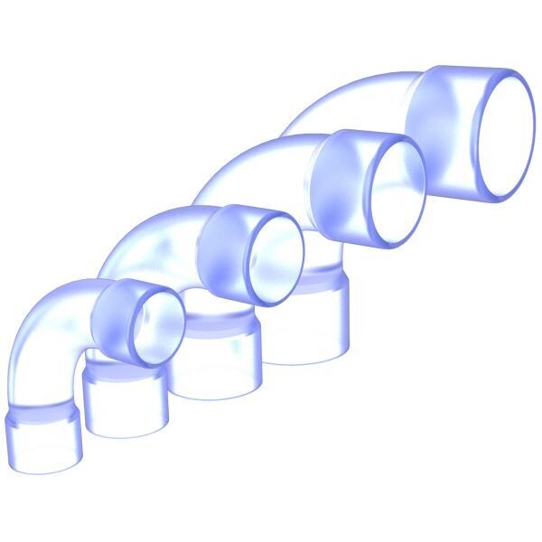 1Stk PVC BOGEN 90° TRANSPARENT 50mm 1Stk PVC BOGEN 90° TRANSPARENT 50mm