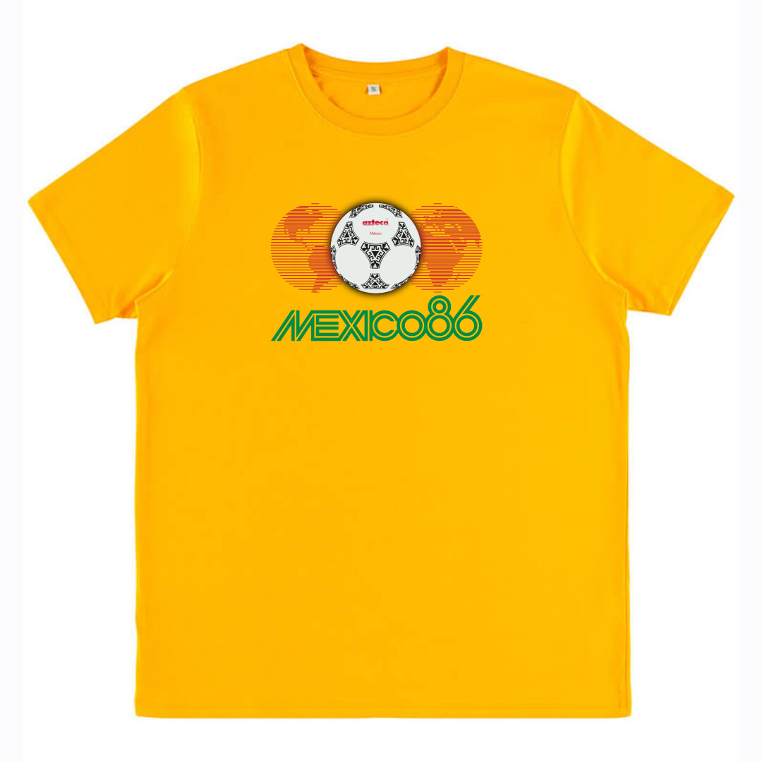 Mexico 86 Retro T Shirt, SIZE: SMALL, COLOUR: GOLD