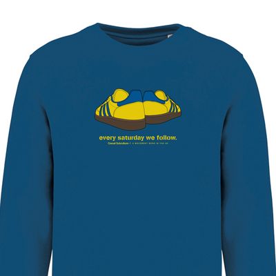 Every Saturday we Follow Sweatshirt - Yellow/Blue