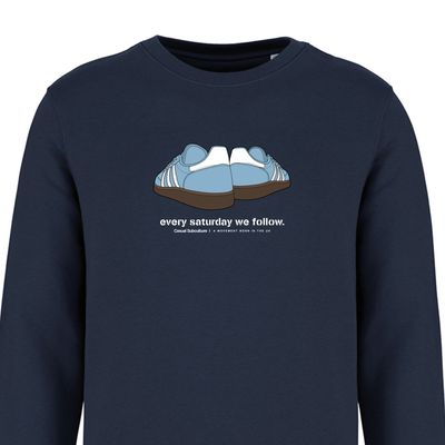 Every Saturday we Follow Sweatshirt - Sky Blue / White