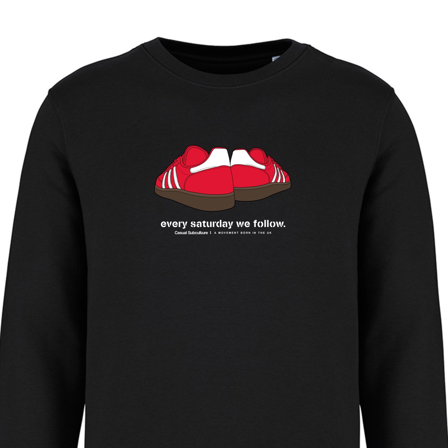 Every Saturday we Follow Sweatshirt - Red / White, COLOUR: BLACK