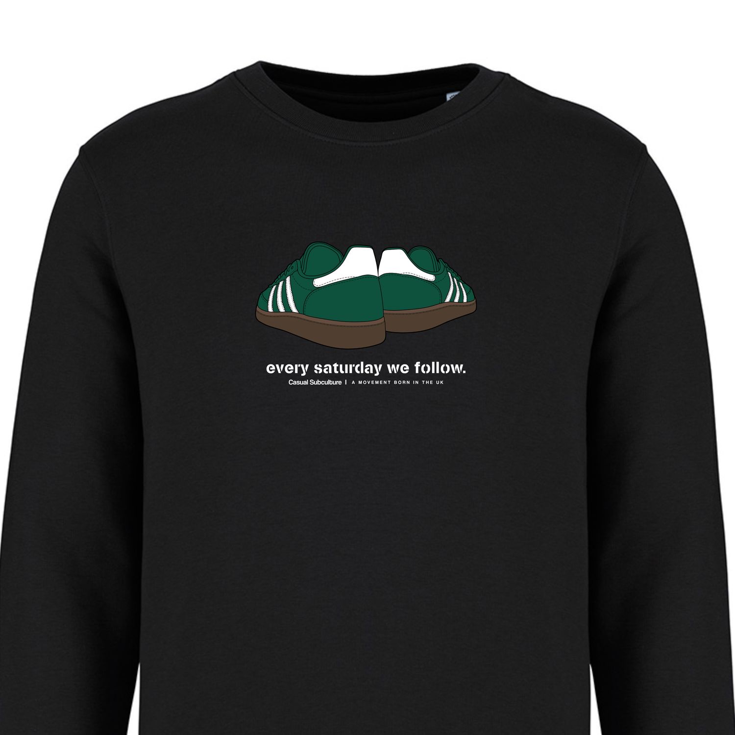 Every Saturday we Follow Sweatshirt - Green / White, COLOUR: BLACK