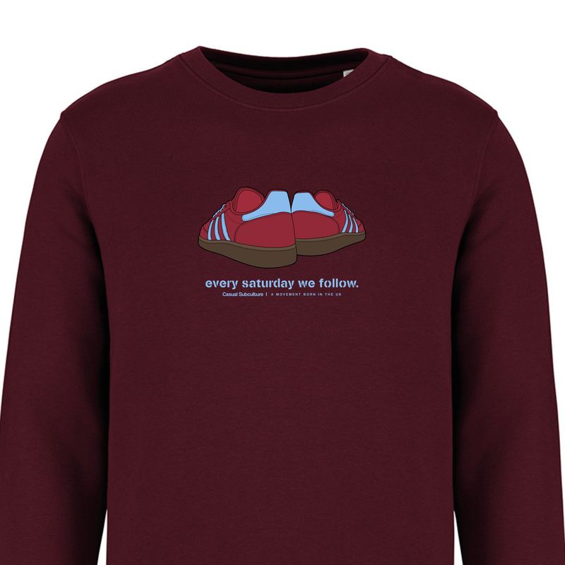 Every Saturday we Follow Sweatshirt - Claret / Blue