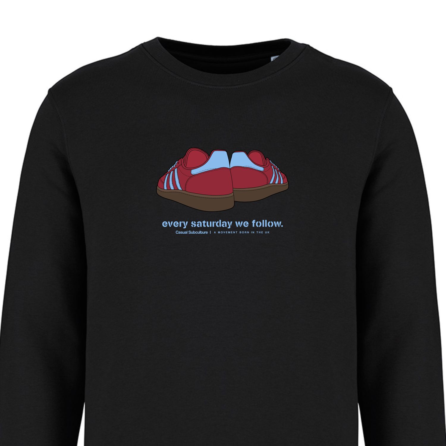 Every Saturday we Follow Sweatshirt - Claret / Blue, COLOUR: BLACK