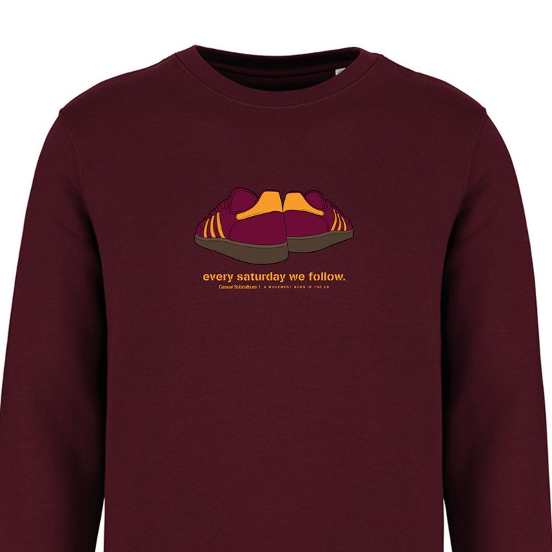 Every Saturday we Follow Sweatshirt - Amber / Burgundy