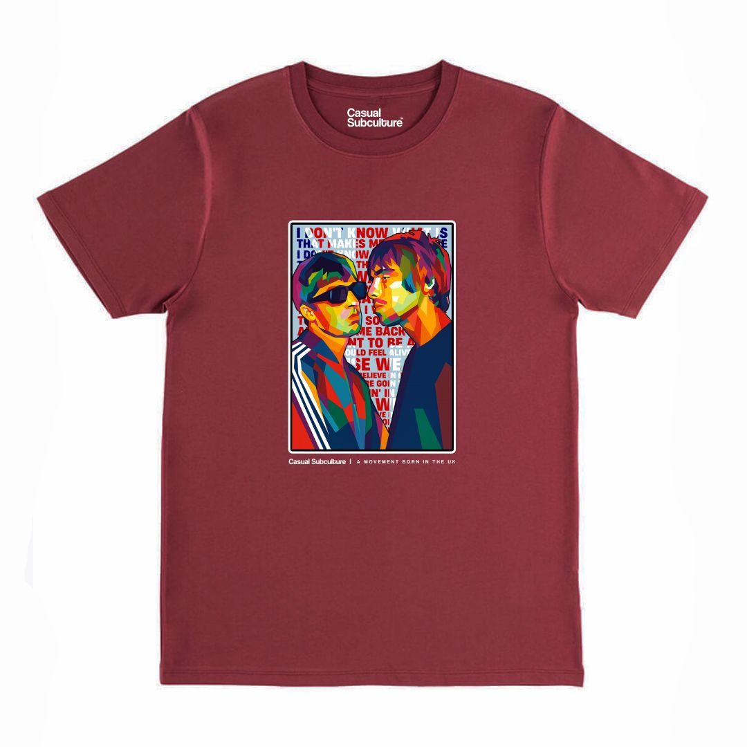 CS Liam/Noel Pop Art T Shirt, COLOUR: BURGUNDY