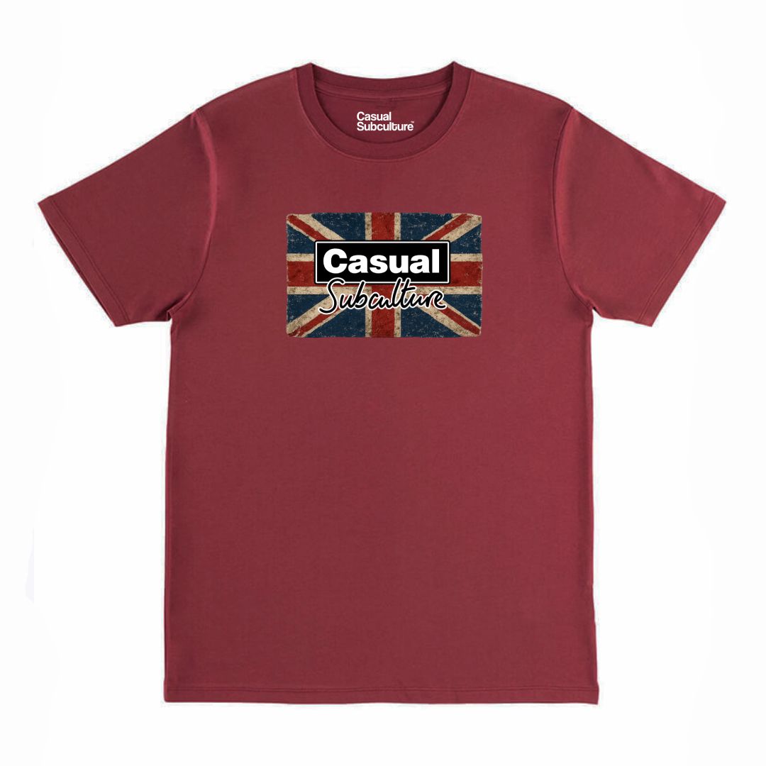 CS Union Jack Logo T Shirt, COLOUR: BURGUNDY