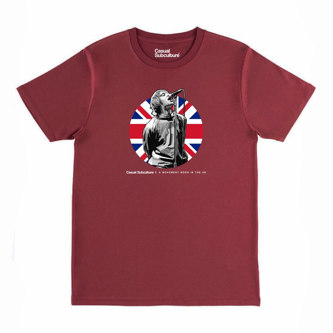CS Liam Union Jack Circle T Shirt, COLOUR: BURGUNDY