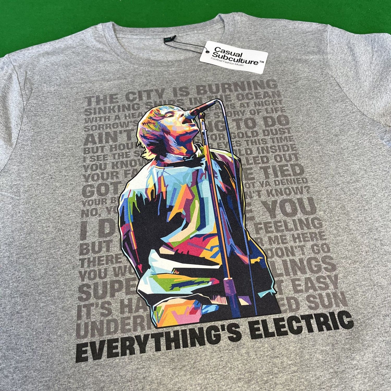 Liam Gallagher Electric T Shirt - Grey  - XL